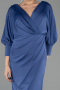 Midi Indigo Satin Plus Size Cocktail Dress ABK2709