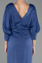 Midi Indigo Satin Plus Size Cocktail Dress ABK2709