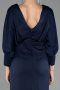 Midi Navy Blue Satin Plus Size Cocktail Dress ABK2709