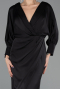 Midi Black Satin Plus Size Cocktail Dress ABK2709