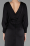 Midi Black Satin Plus Size Cocktail Dress ABK2709