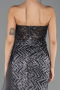 Anthracite Strapless Slit Long Train Sequin Mermaid Evening Gown ABU4772