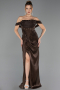 Long Brown Chiffon Evening Dress ABU6692