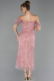 Midi Powder Color Beaded Party Dress ABK2705