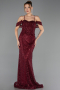 Long Burgundy Dantelle Mermaid Prom Dress ABU6693