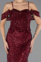 Long Burgundy Dantelle Mermaid Prom Dress ABU6693