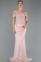 Long Powder Color Dantelle Plus Size Engagement Dress ABU6694