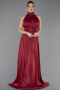 Long Burgundy Chiffon Plus Size Evening Gown ABU6699