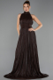 Long Brown Chiffon Plus Size Evening Gown ABU6699