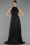 Long Black Chiffon Prom Gown ABU6706
