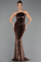 Long Brown Scaly Plus Size Evening Dress ABU6698