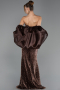 Long Brown Scaly Plus Size Evening Dress ABU6698