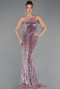 Long Powder Color Scaly Plus Size Evening Dress ABU6698