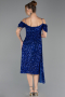 Midi Sax Blue Plus Size Cocktail Dress ABK2534