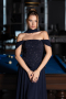 Long Navy Blue Chiffon Evening Dress ABU6390