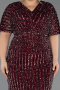 Midi Burgundy Plus Size Cocktail Dress ABK2704