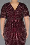 Midi Burgundy Plus Size Cocktail Dress ABK2704