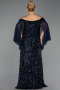 Long Navy Blue Plus Size Evening Gown ABU6687
