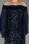 Long Navy Blue Plus Size Evening Gown ABU6687