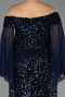 Long Navy Blue Plus Size Evening Gown ABU6687