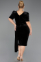 Midi Black Velvet Plus Size Velvet Evening Dresses ABK2706