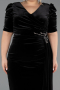 Midi Black Velvet Plus Size Velvet Evening Dresses ABK2706