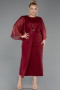 Midi Burgundy Plus Size Cocktail Dress ABK2712