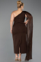 Midi Brown Chiffon Plus Size Cocktail Dress ABK2713