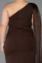 Midi Brown Chiffon Plus Size Cocktail Dress ABK2713