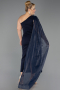 Midi Navy Blue Chiffon Plus Size Cocktail Dress ABK2713