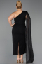 Midi Black Chiffon Plus Size Cocktail Dress ABK2713