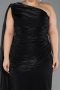 Midi Black Chiffon Plus Size Cocktail Dress ABK2713