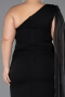 Midi Black Chiffon Plus Size Cocktail Dress ABK2713