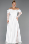 Long White Satin Formal Plus Size Dress ABU5261