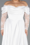 Long White Satin Formal Plus Size Dress ABU5261