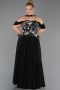 Long Black Chiffon Plus Size Evening Gown ABU6615