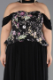 Long Black Chiffon Plus Size Evening Gown ABU6615