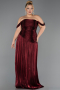 Long Burgundy Chiffon Plus Size Evening Gown ABU6685