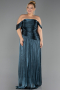 Long Oil Green Chiffon Plus Size Evening Gown ABU6685