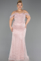 Long Powder Color Dantelle Plus Size Engagement Dress ABU6694