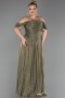Long Olive Drab Chiffon Plus Size Evening Dress ABU6603