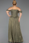 Long Olive Drab Chiffon Plus Size Evening Dress ABU6603