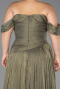 Long Olive Drab Chiffon Plus Size Evening Dress ABU6603