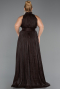 Long Brown Chiffon Plus Size Evening Gown ABU6699