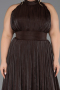 Long Brown Chiffon Plus Size Evening Gown ABU6699