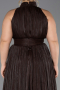Long Brown Chiffon Plus Size Evening Gown ABU6699