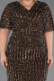 Midi Brown Plus Size Cocktail Dress ABK2704