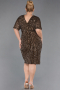 Midi Brown Plus Size Cocktail Dress ABK2704