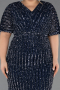 Midi Navy Blue Plus Size Cocktail Dress ABK2704