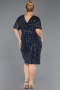 Midi Navy Blue Plus Size Cocktail Dress ABK2704